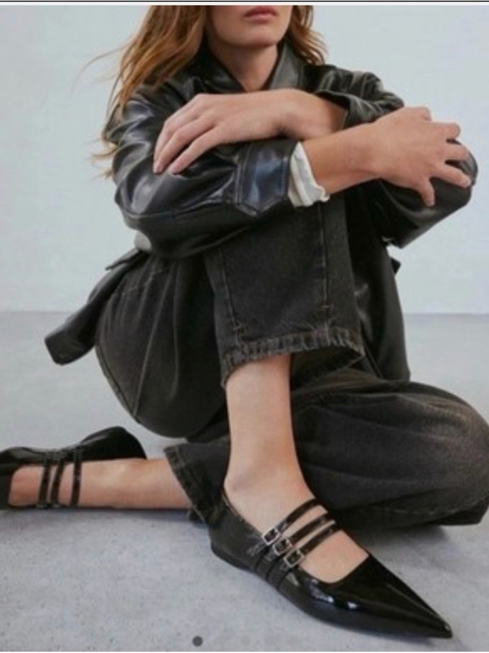 Vagabond Hermine Black Patent Pointed Ballet Flats Retail $150